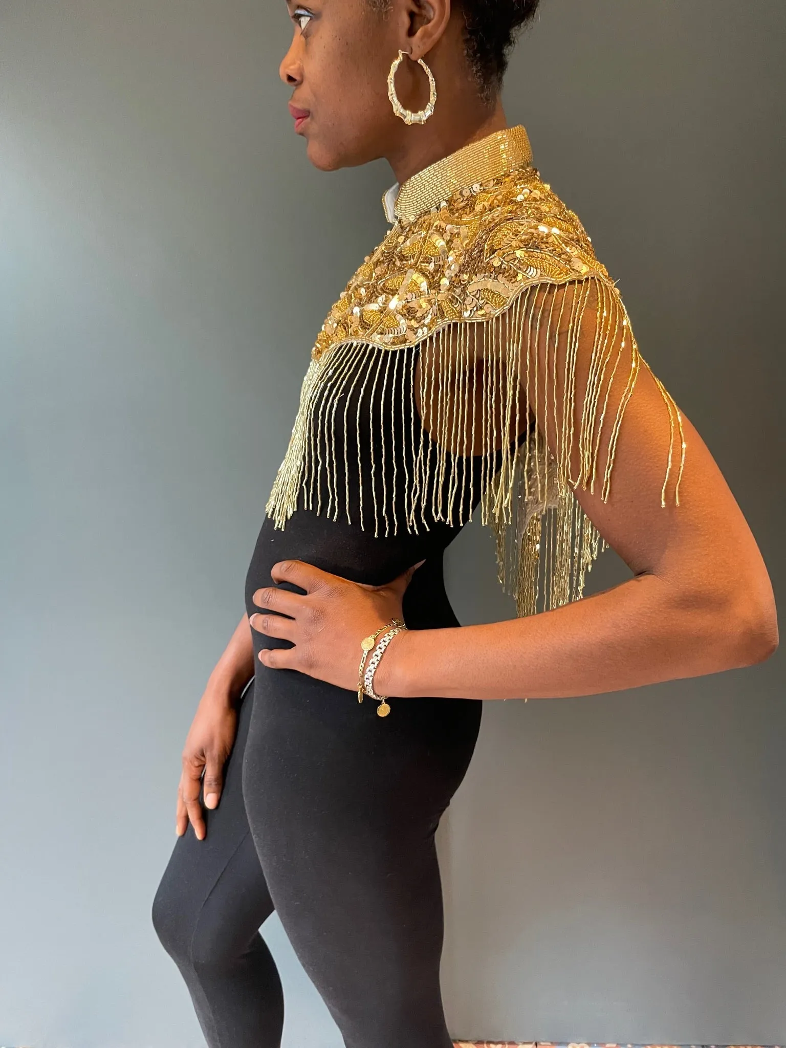 Gold Cleo Sequin Cape