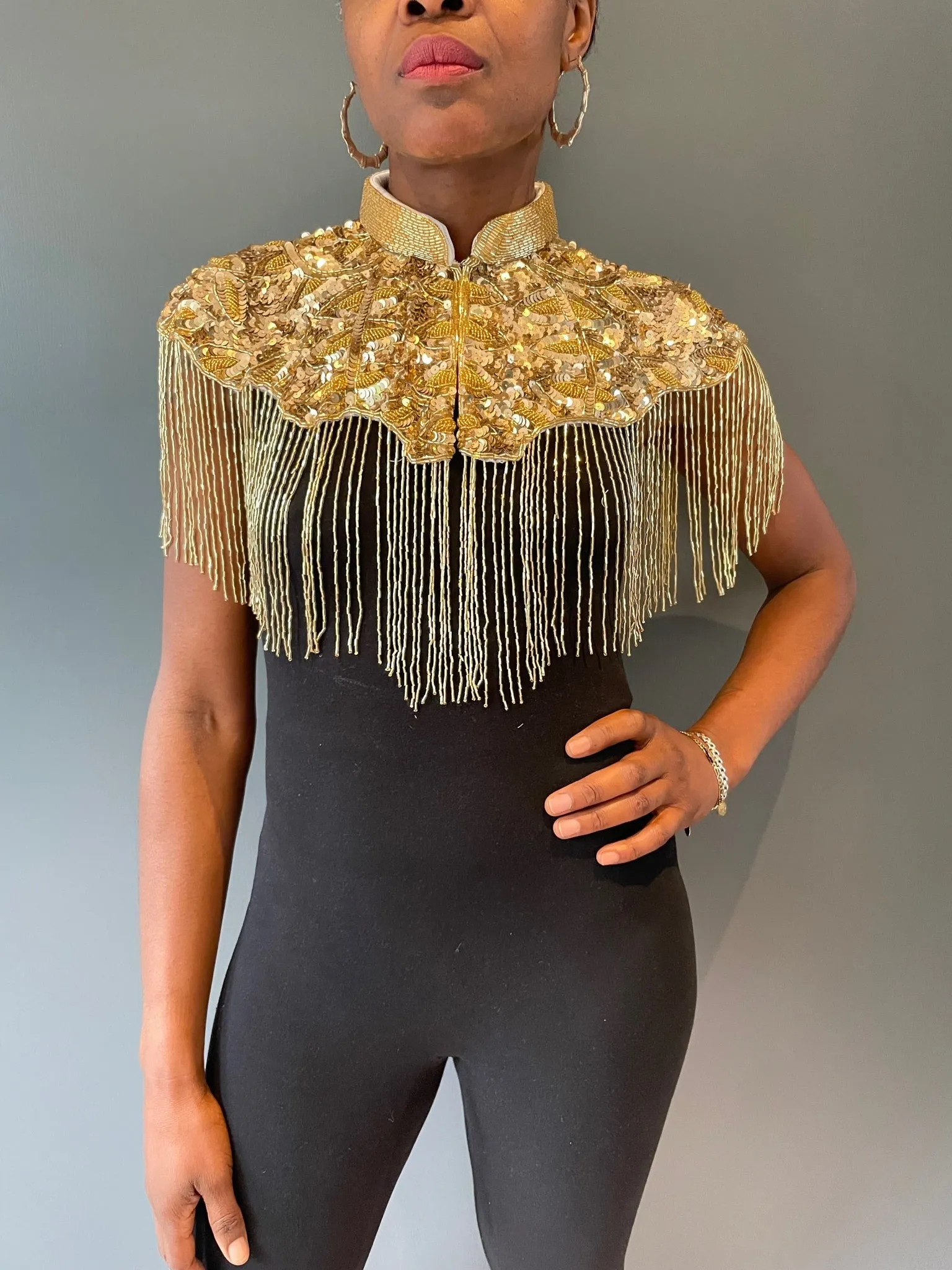 Gold Cleo Sequin Cape