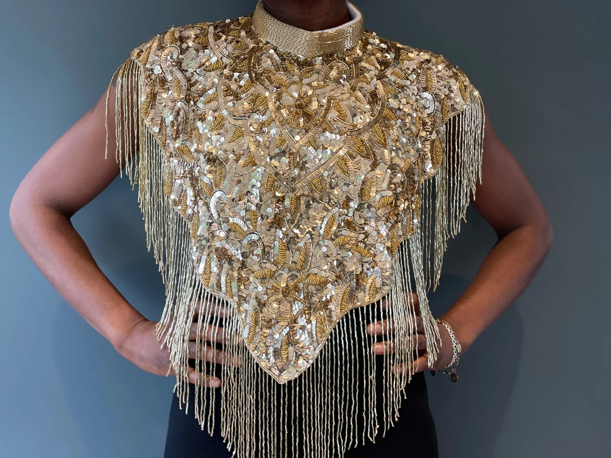 Gold Cleo Sequin Cape