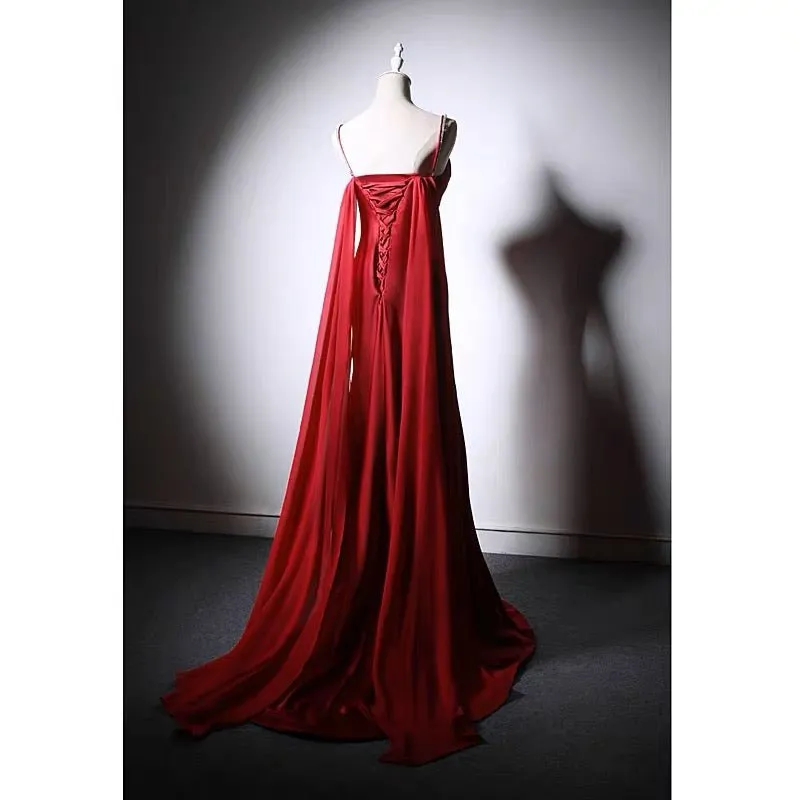 Gothic Burgundy Slip Formal Dress With Corset Plus Size