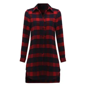 High Quality Asymmetrical Plaid Long Sleeve Shirt