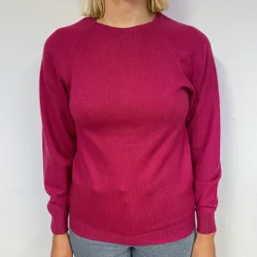 Hot Pink Cashmere Vintage Crew Neck Jumper Small