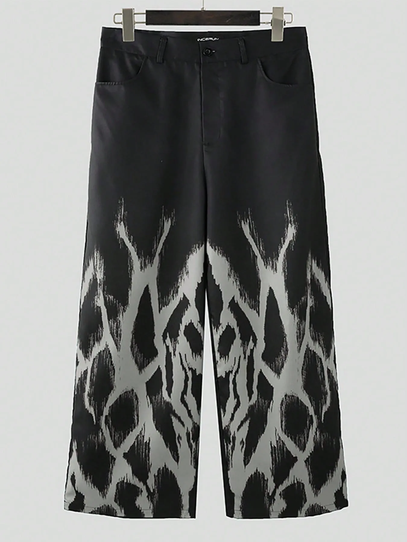 INCERUN Fashion Mens Zipper Street Hippie Loose Wide Leg Trousers Holiday Casual Culotte Bottoms Palazzo Long Pants