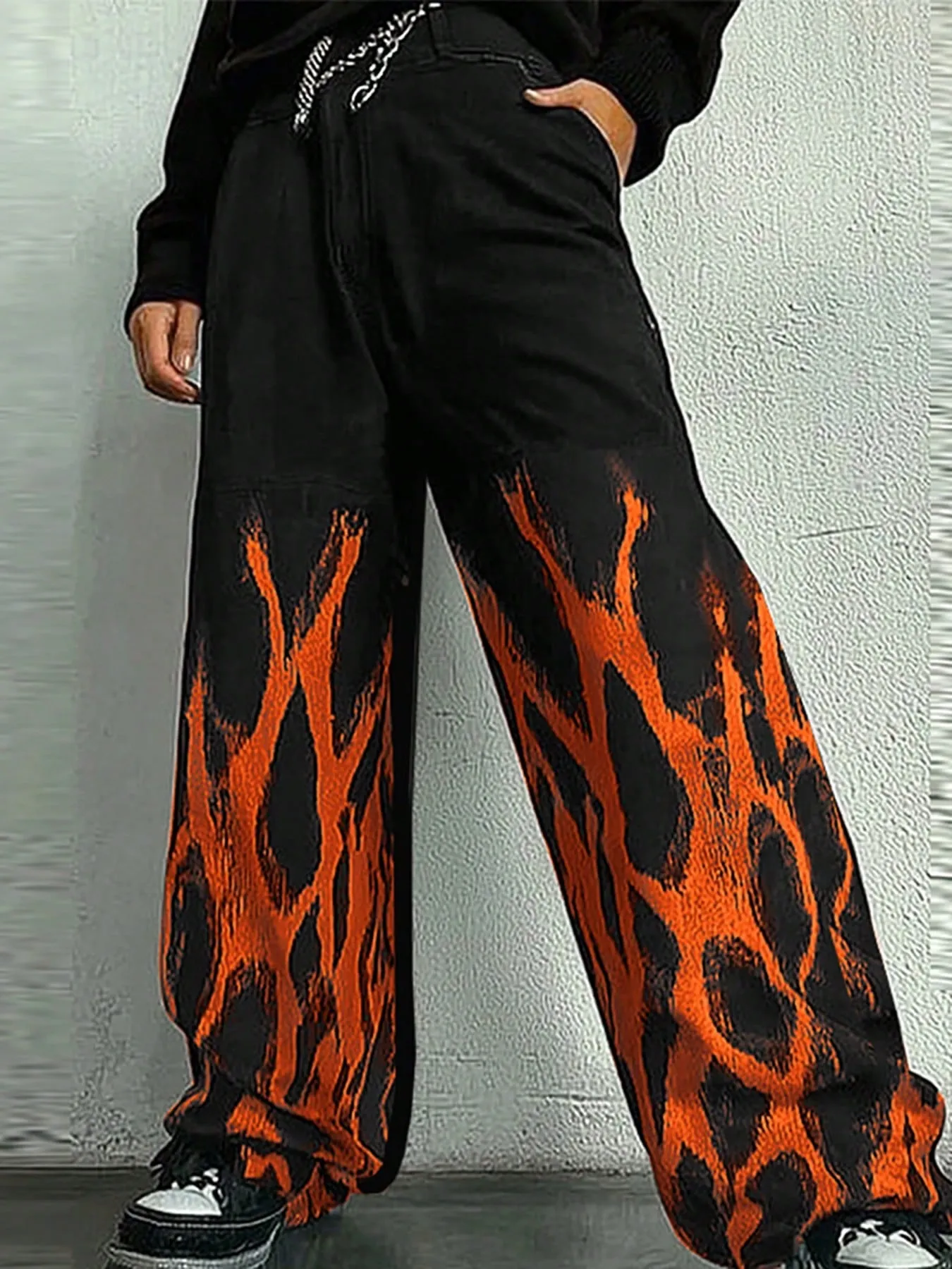 INCERUN Fashion Mens Zipper Street Hippie Loose Wide Leg Trousers Holiday Casual Culotte Bottoms Palazzo Long Pants