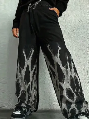 INCERUN Fashion Mens Zipper Street Hippie Loose Wide Leg Trousers Holiday Casual Culotte Bottoms Palazzo Long Pants