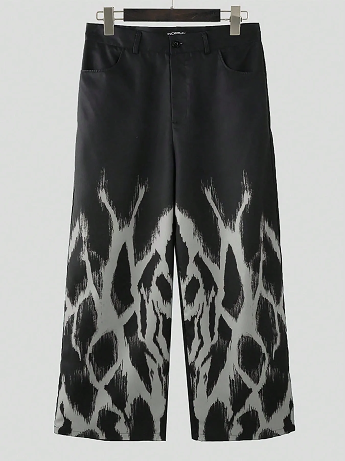 INCERUN Fashion Mens Zipper Street Hippie Loose Wide Leg Trousers Holiday Casual Culotte Bottoms Palazzo Long Pants