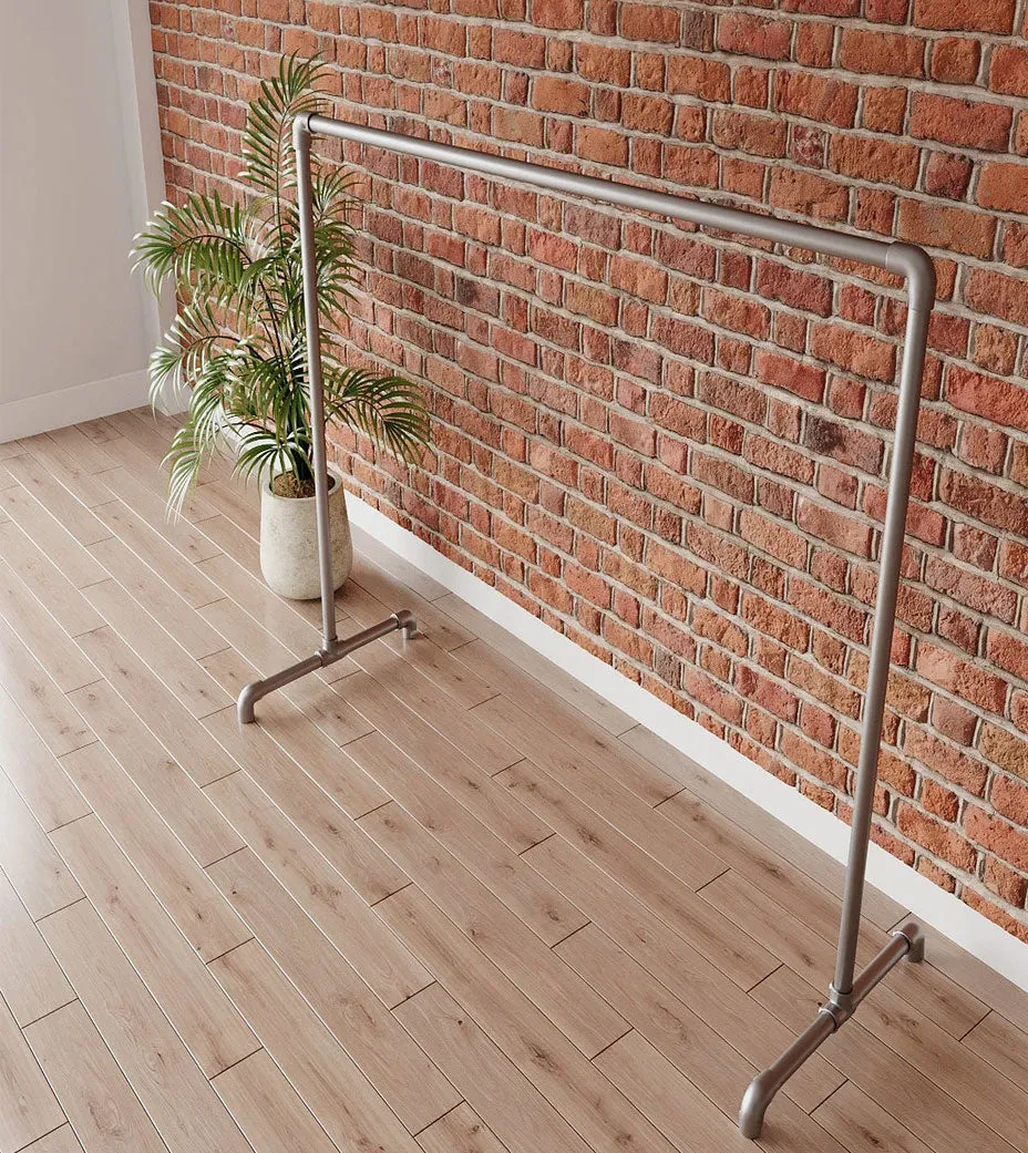Industrial Freestanding Pipe Clothing Rack 180X150cm-Sliver