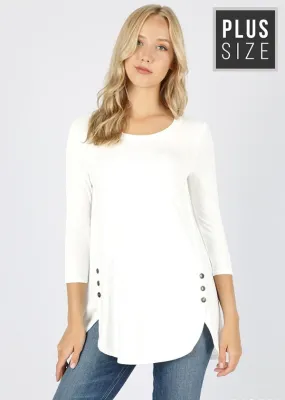 Ivory Side Button Tunic Curvy