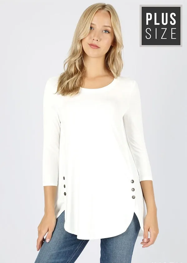 Ivory Side Button Tunic Curvy