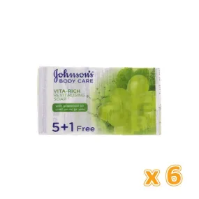 Johnson's Body Care Vita-Rich Brightening Soap - Grapeseed Oil (6 X 125 gm)