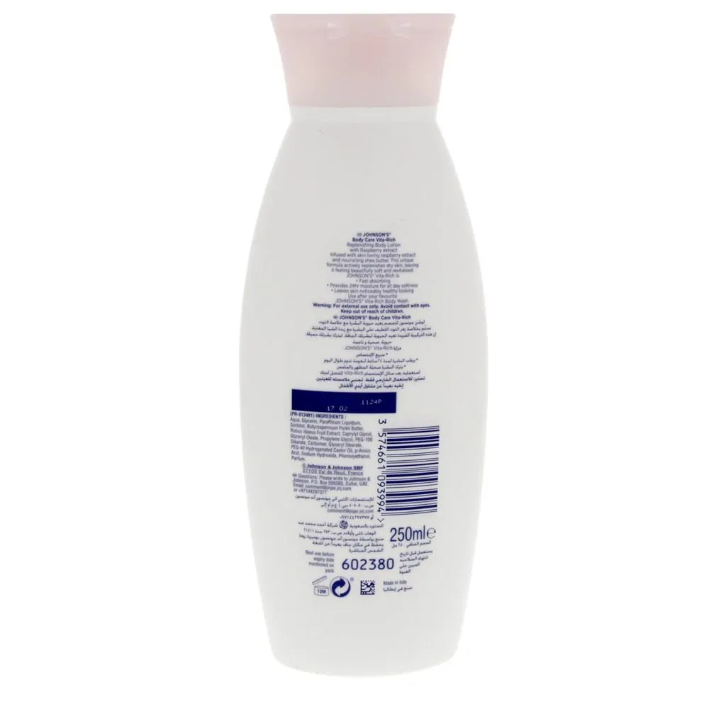 Johnson's Body Care Vita - Rich Revitalizing Body Lotion with Raspberry (2 x 250 ml)