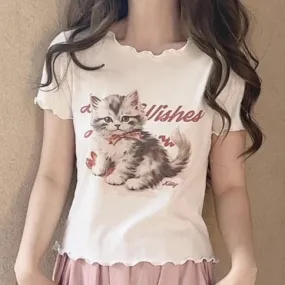 Kitten Whiskers and Fulfilled Wishes      Top Kawaii Academia Y2K Cottagecore Coquette Fairycore Dollette Princesscore
