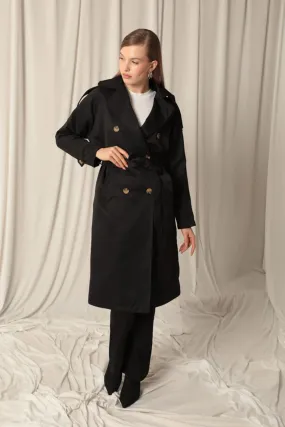 KKT Torino Fabric Waterproof Lined Women's Black Trenchcoat - Edmonds