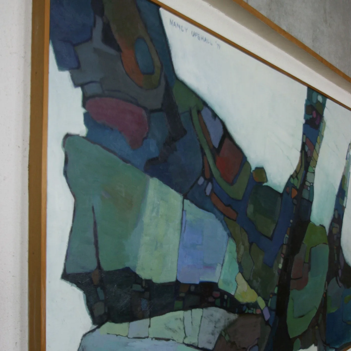 Large Mid Century Framed Nancy Upshall Abstract Oil Painting