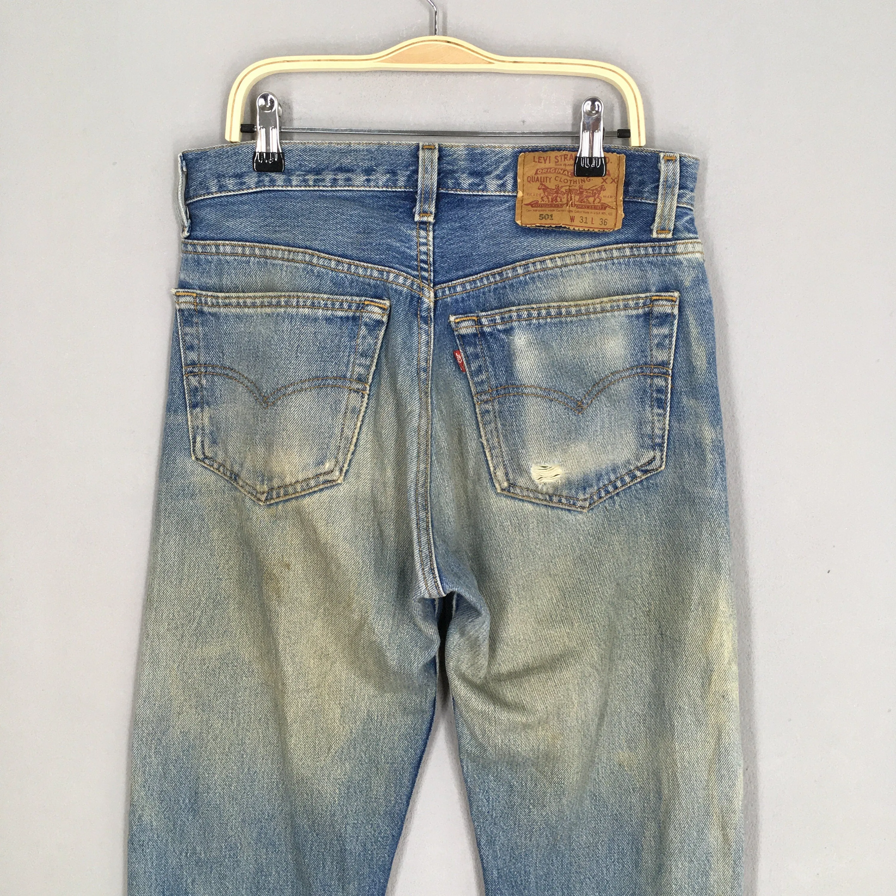 Levi's 501 Distressed Ripped Stonewash Jeans Size 29x32.5