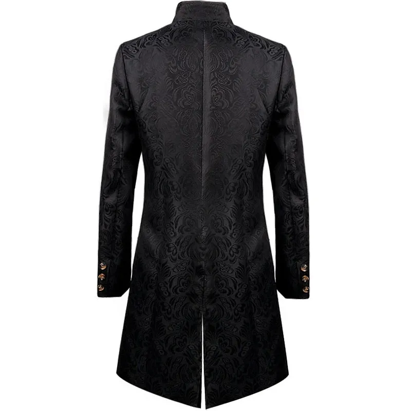 Men Gothic Medieval Jacquard Victorian Vest Coat Set