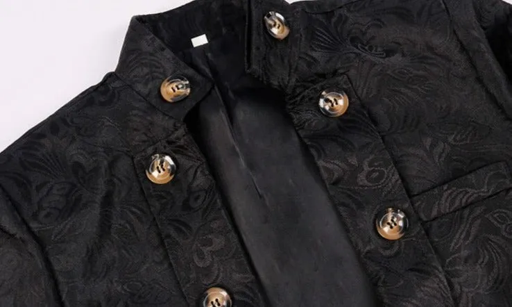 Men Gothic Medieval Jacquard Victorian Vest Coat Set