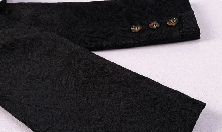 Men Gothic Medieval Jacquard Victorian Vest Coat Set