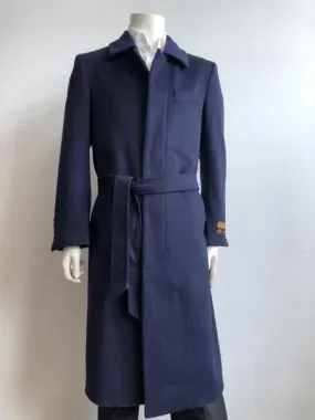 Mens Wool Trench coat - Navy Blue Color Mens Overcoat
