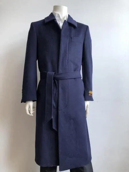 Mens Wool Trench coat - Navy Blue Color Mens Overcoat