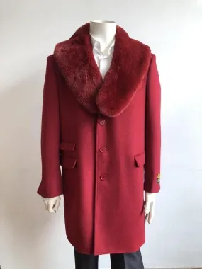 Mens Wool Trench coat - Red Color Mens Overcoat