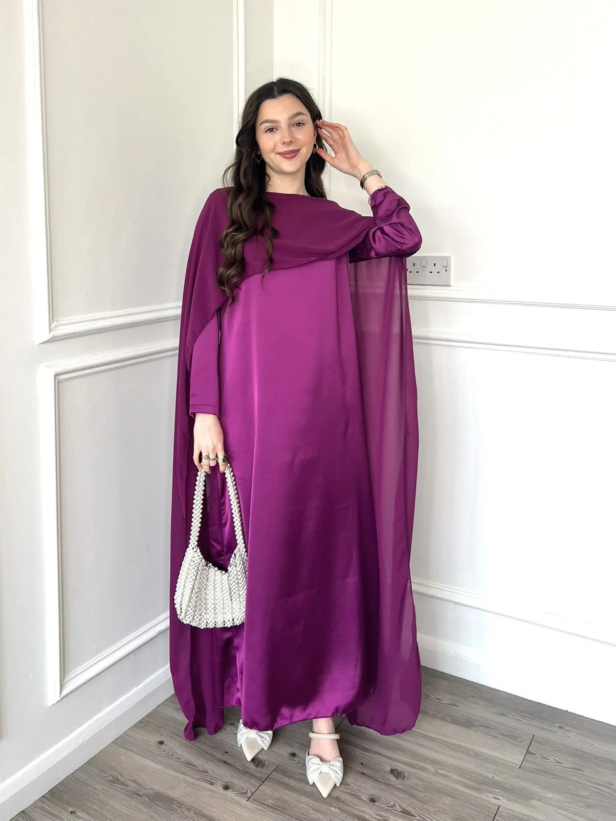 Miri Cape Dress - Plum