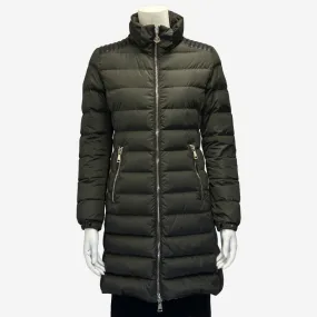 Moncler women's olive green nylon goose down puffer coat