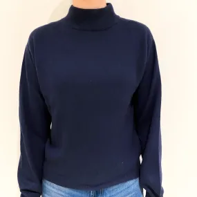 Navy Blue Cashmere Turtle Neck Jumper Extra Small