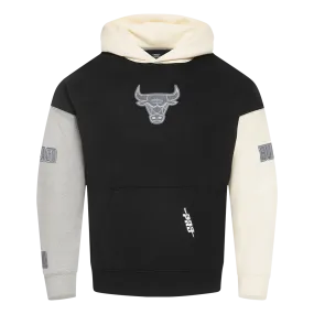 NBA CHICAGO BULLS REVERSE FRENCH TERRY MEN'S CB FLC PO HOODIE (BLACK/GRAY/EGGSHELL)