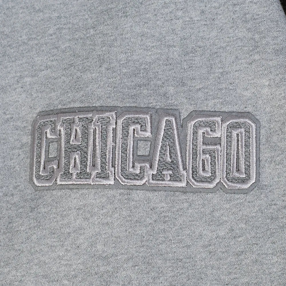 NBA CHICAGO BULLS REVERSE FRENCH TERRY MEN'S CB FLC PO HOODIE (BLACK/GRAY/EGGSHELL)