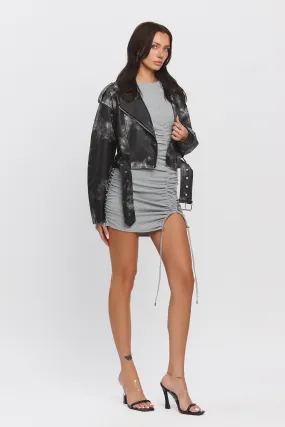 ONYX LEATHER JACKET - BLACK/WHITE