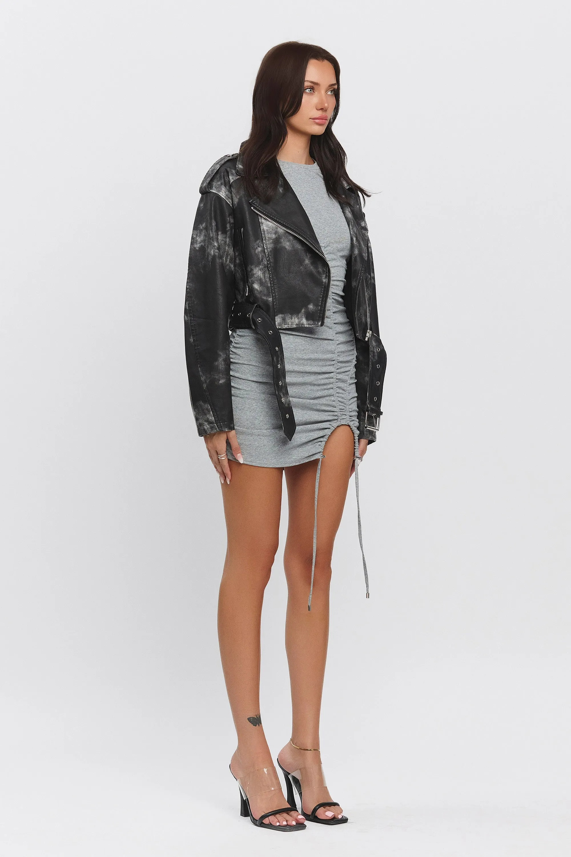 ONYX LEATHER JACKET - BLACK/WHITE