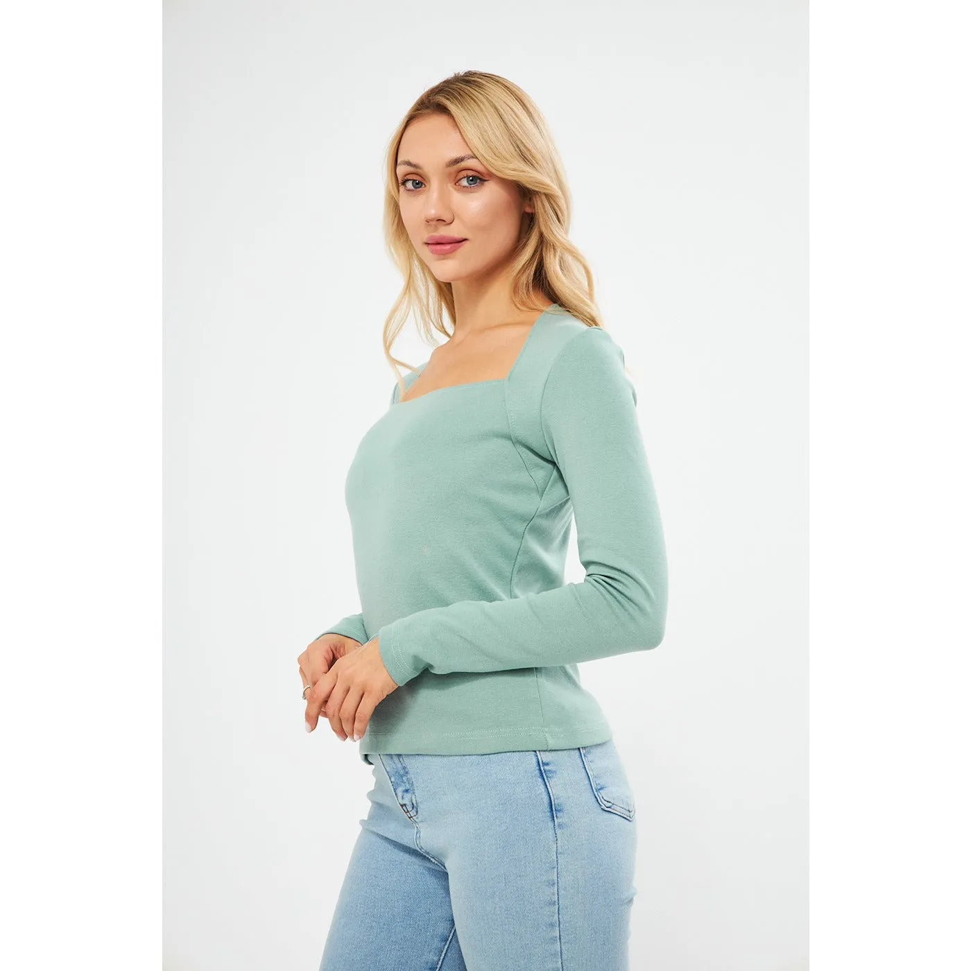 Opal Rib Swan Neck Top