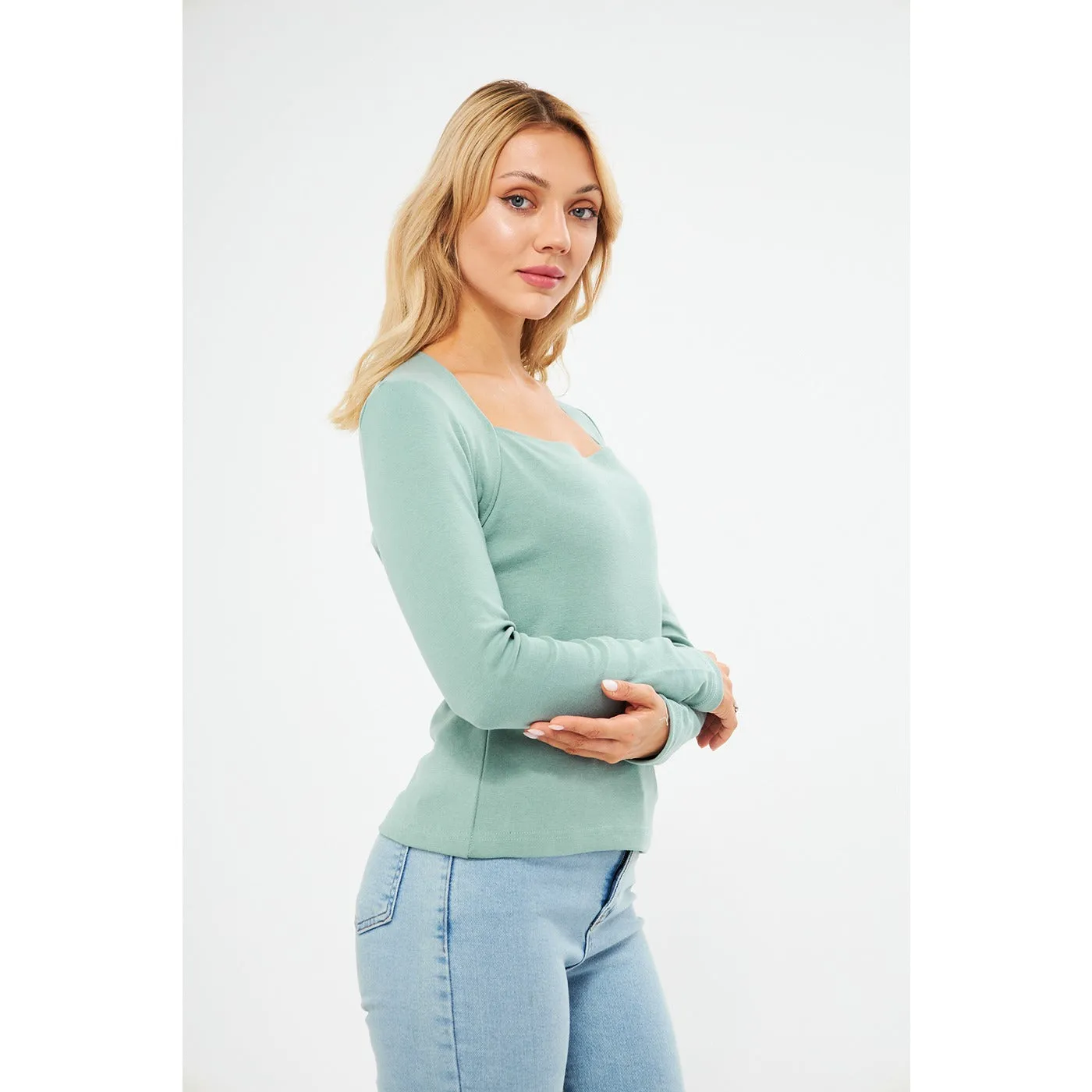 Opal Rib Swan Neck Top