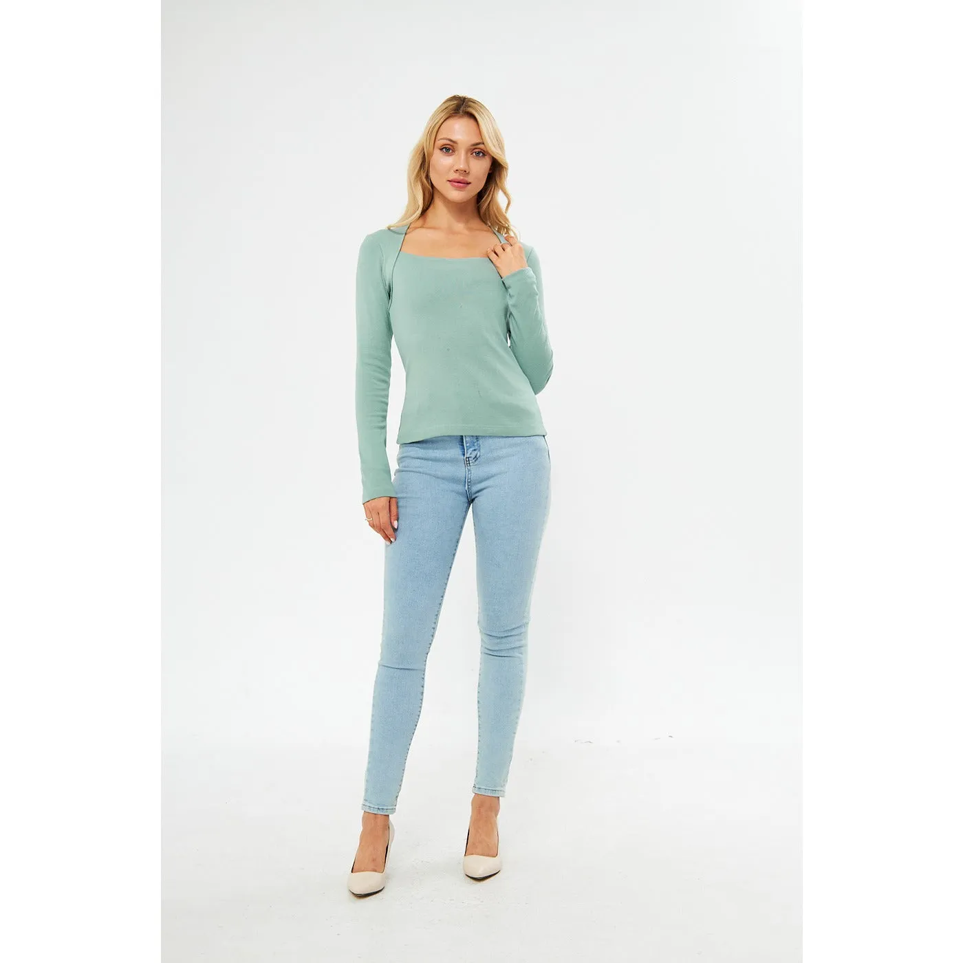 Opal Rib Swan Neck Top