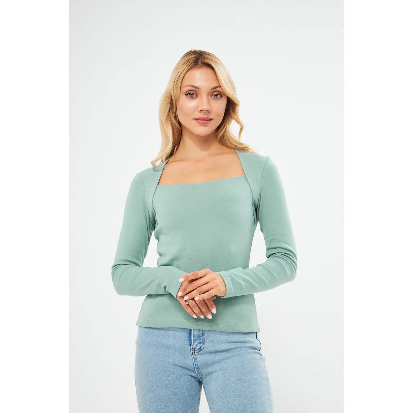 Opal Rib Swan Neck Top