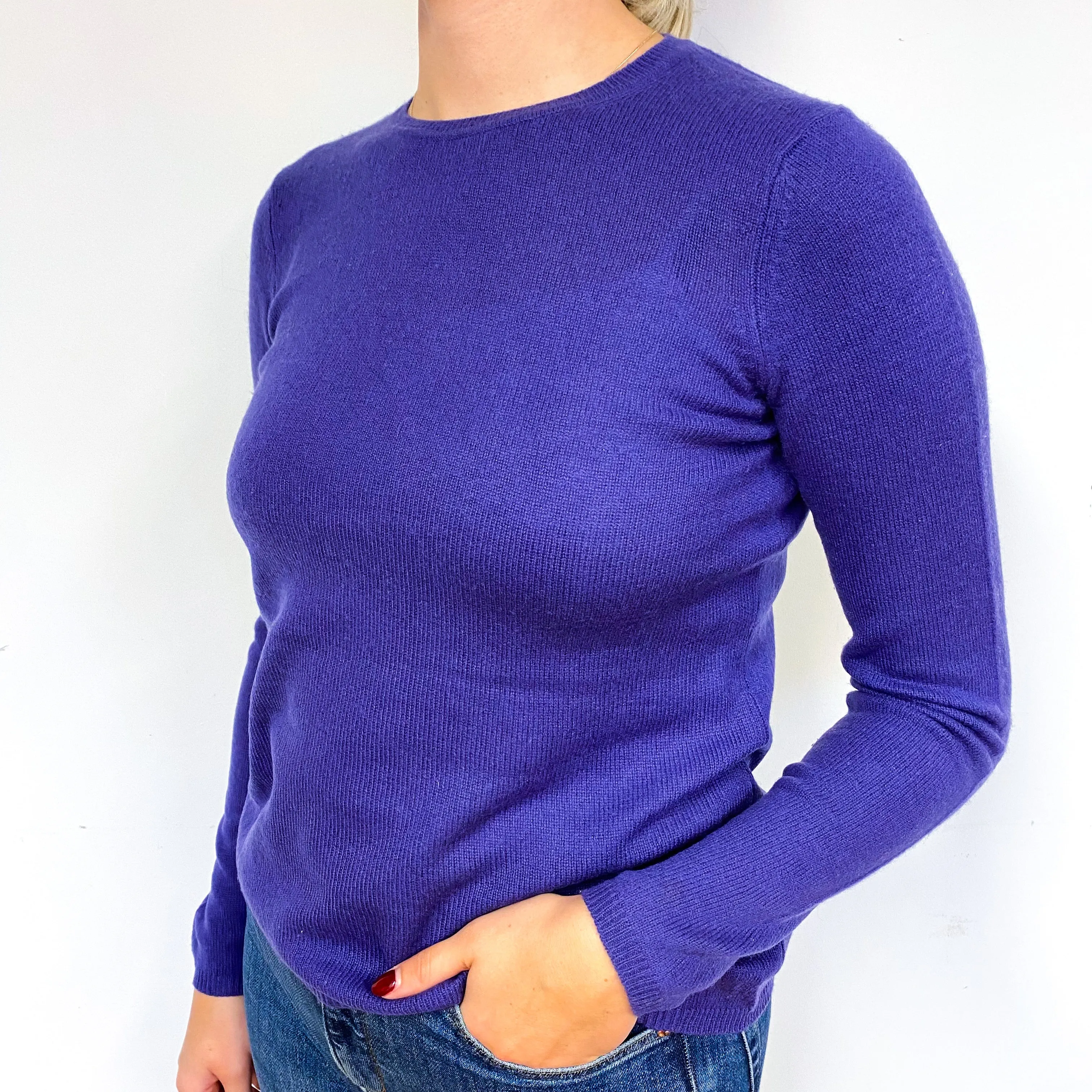 Pansy Purple Cashmere Crew Neck Jumper Small
