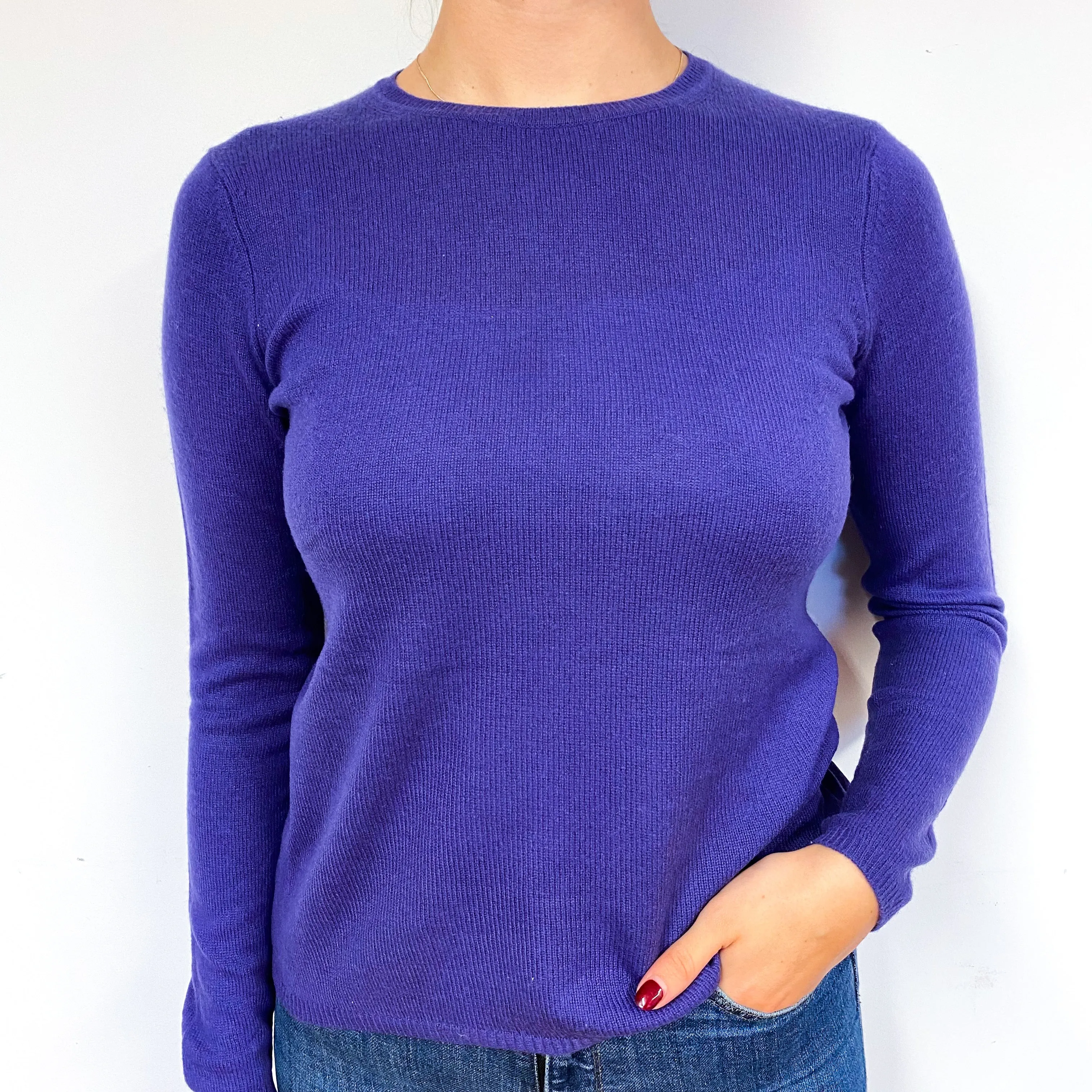 Pansy Purple Cashmere Crew Neck Jumper Small