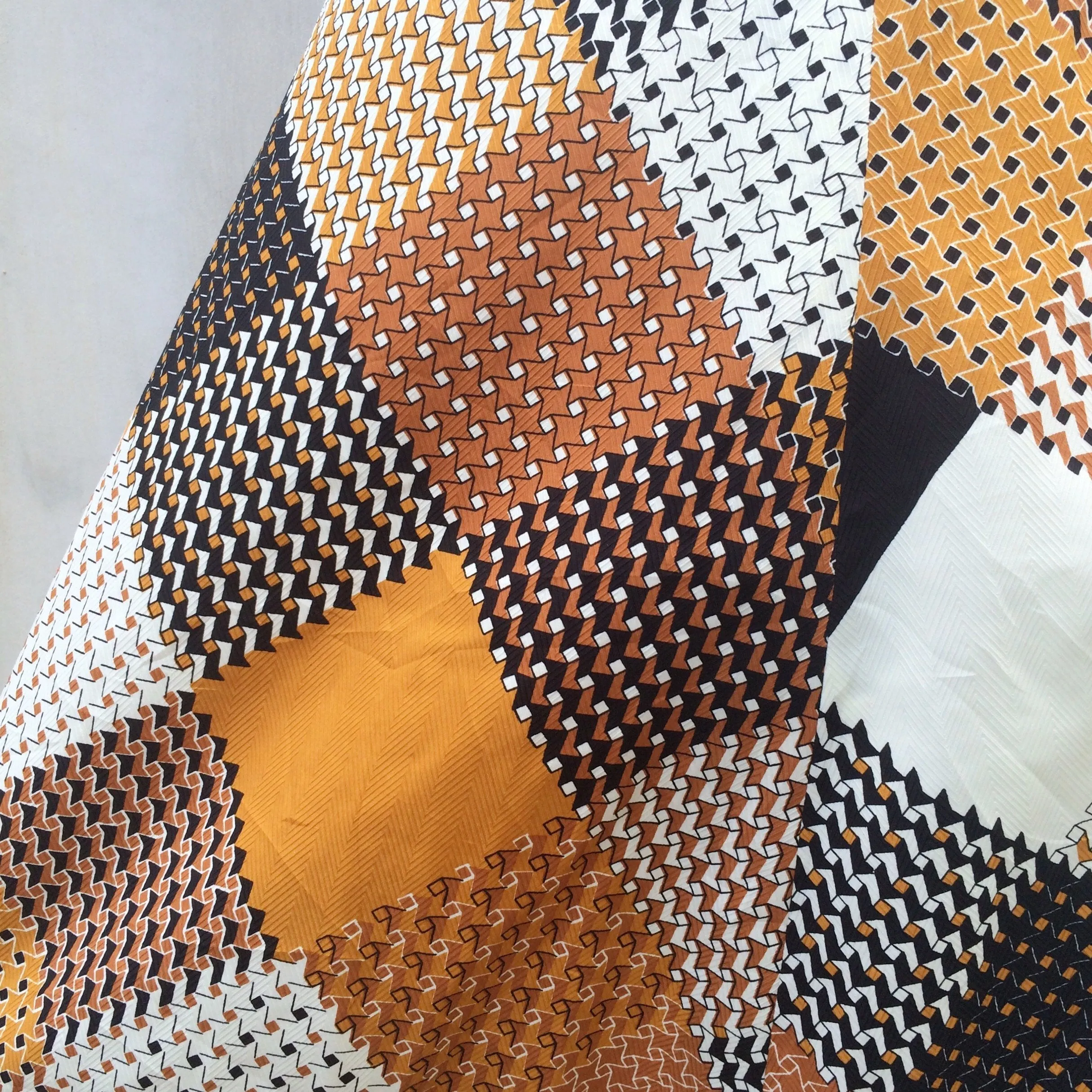 Patched a Heart | Vintage 1960s 1970s patchwork houndstooth patterned print Shirtwaist dress