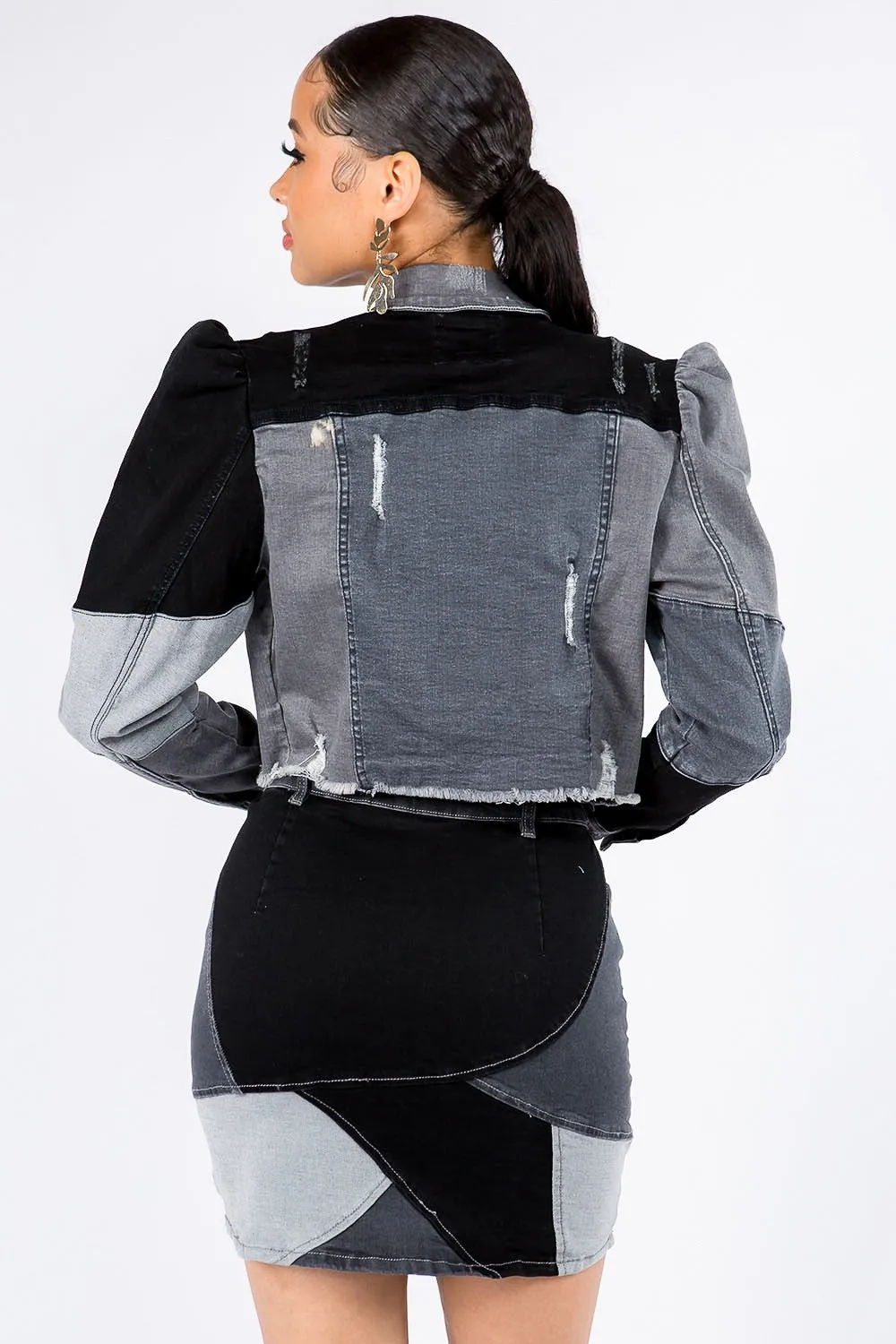 Patchwork Cropped Denim Jacket
