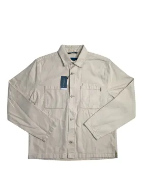 Perry Ellis Mens Button Down Shacket Coat Jacket Beige Small