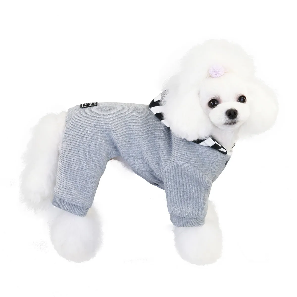 Pet clothing with hood and cashmere to keep warm in autumn and winter