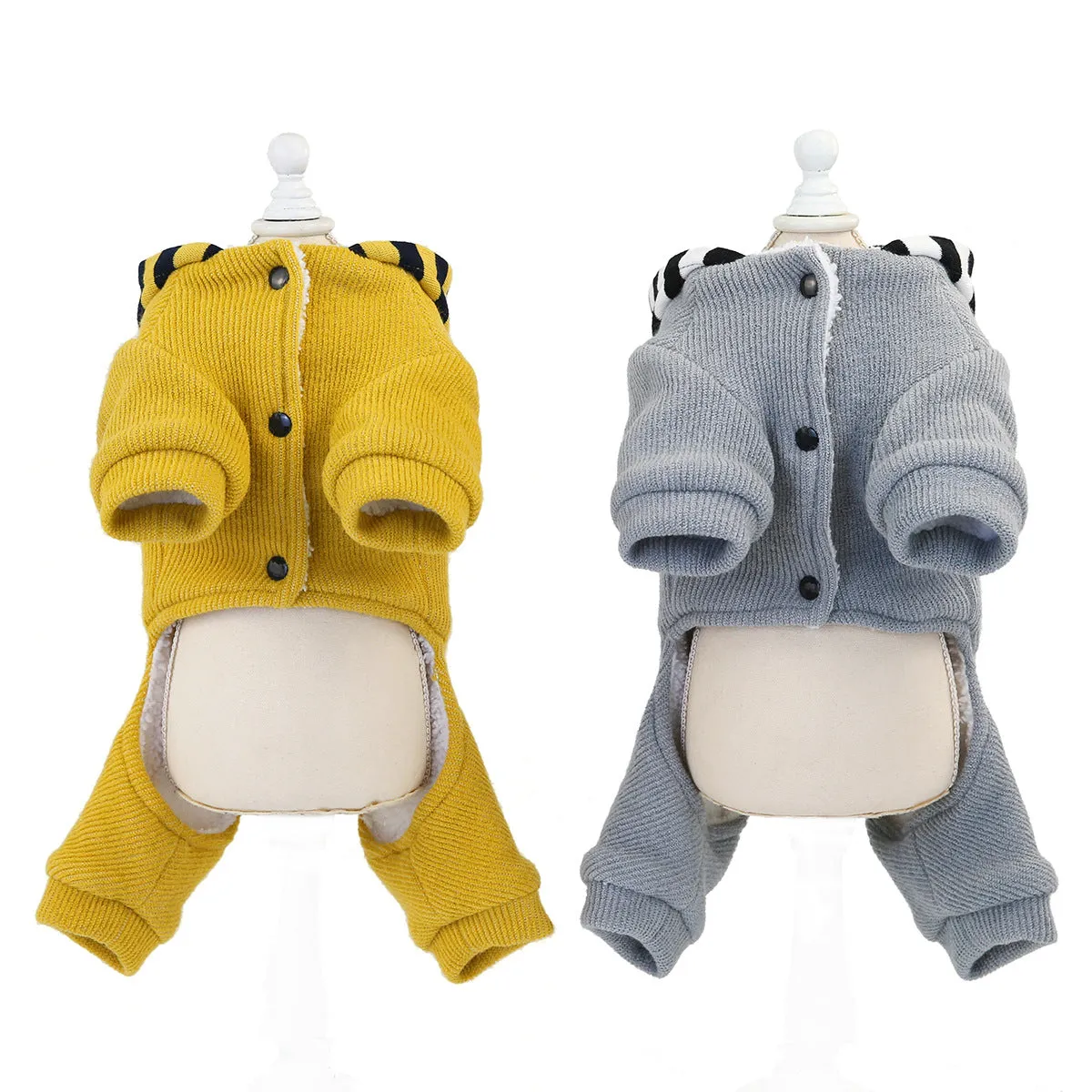 Pet clothing with hood and cashmere to keep warm in autumn and winter