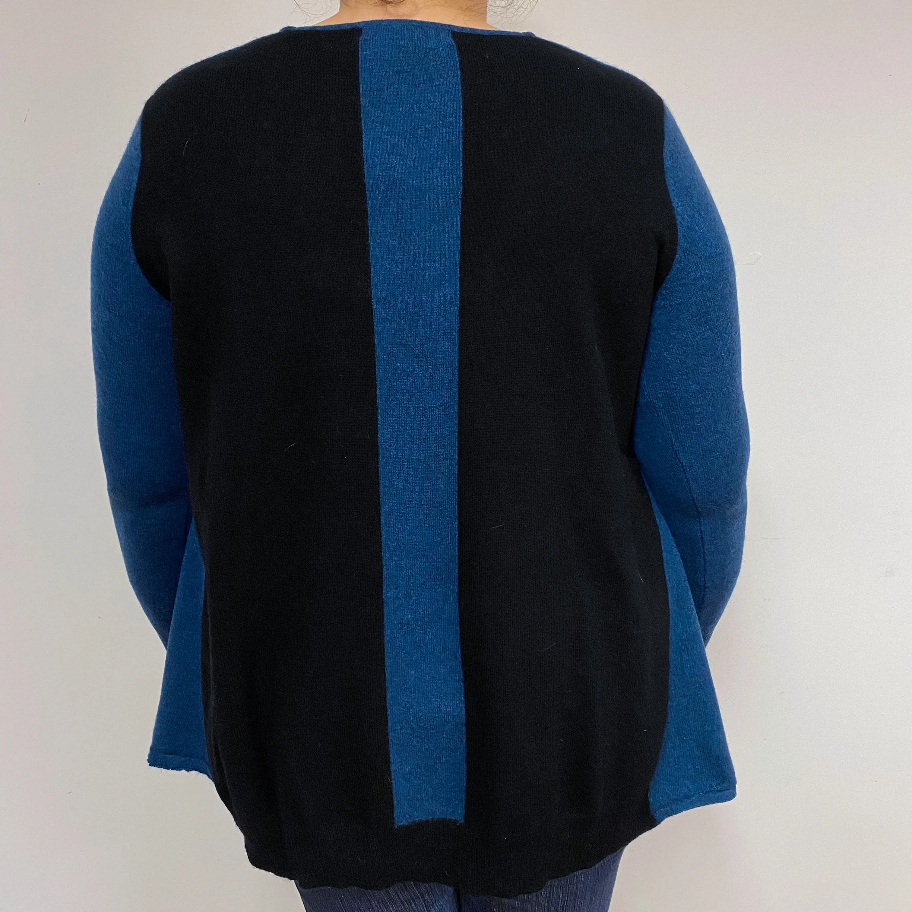 Petrol Blue Floaty Cashmere V-Neck Tunic Extra Large