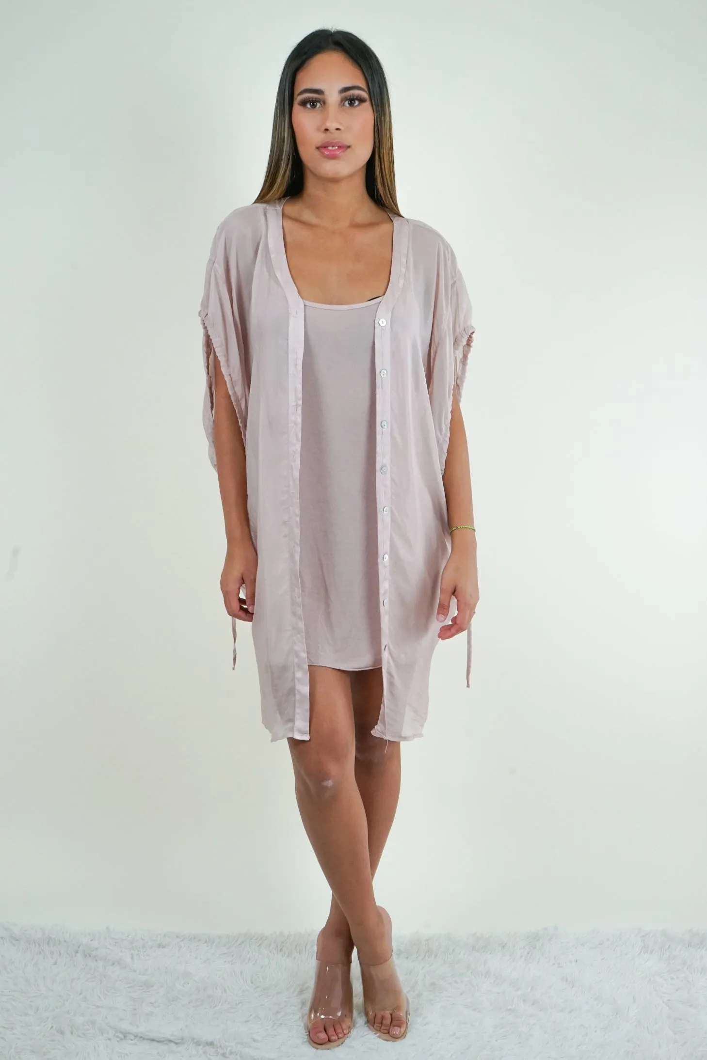 Pink Silk Shirt Dress
