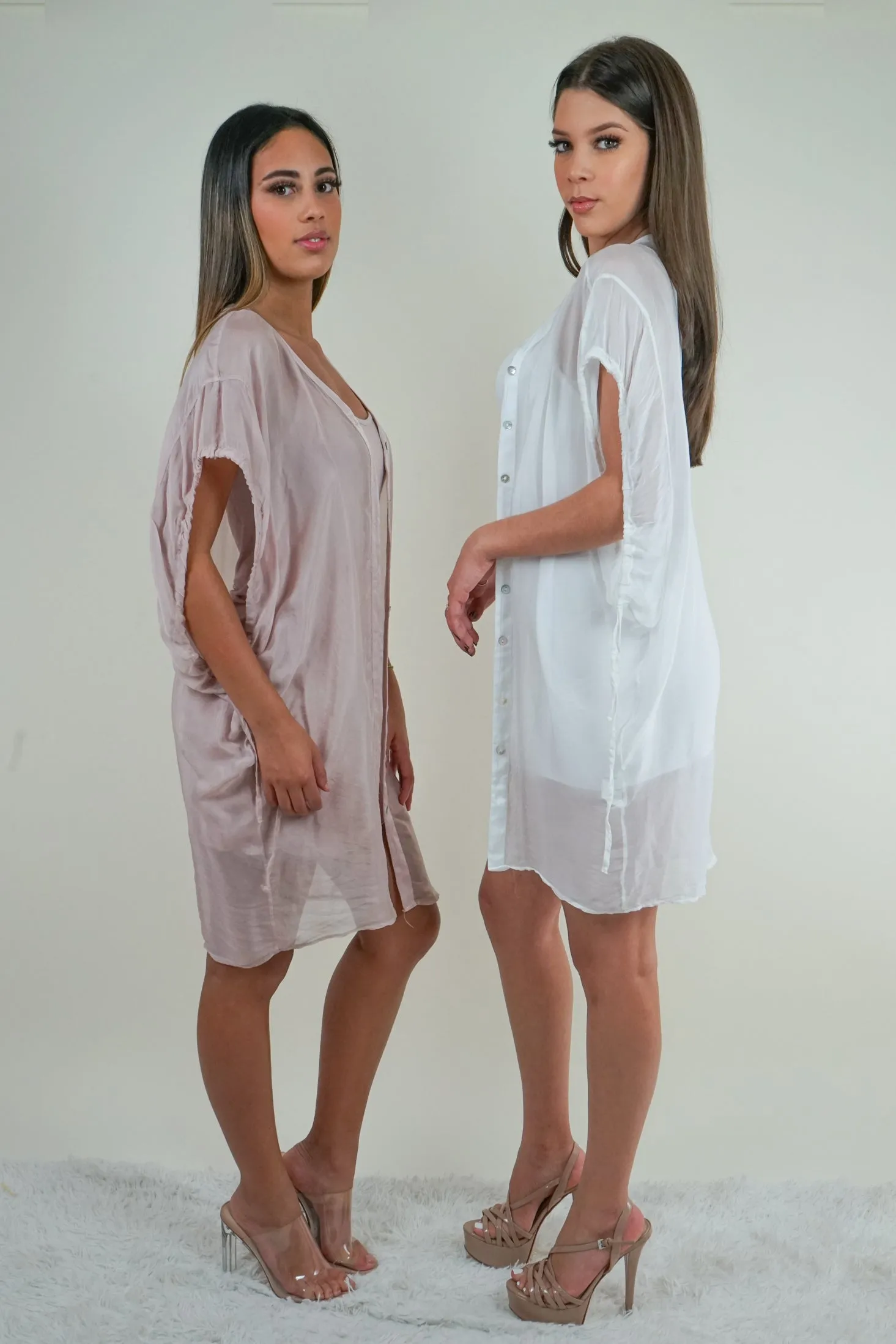 Pink Silk Shirt Dress