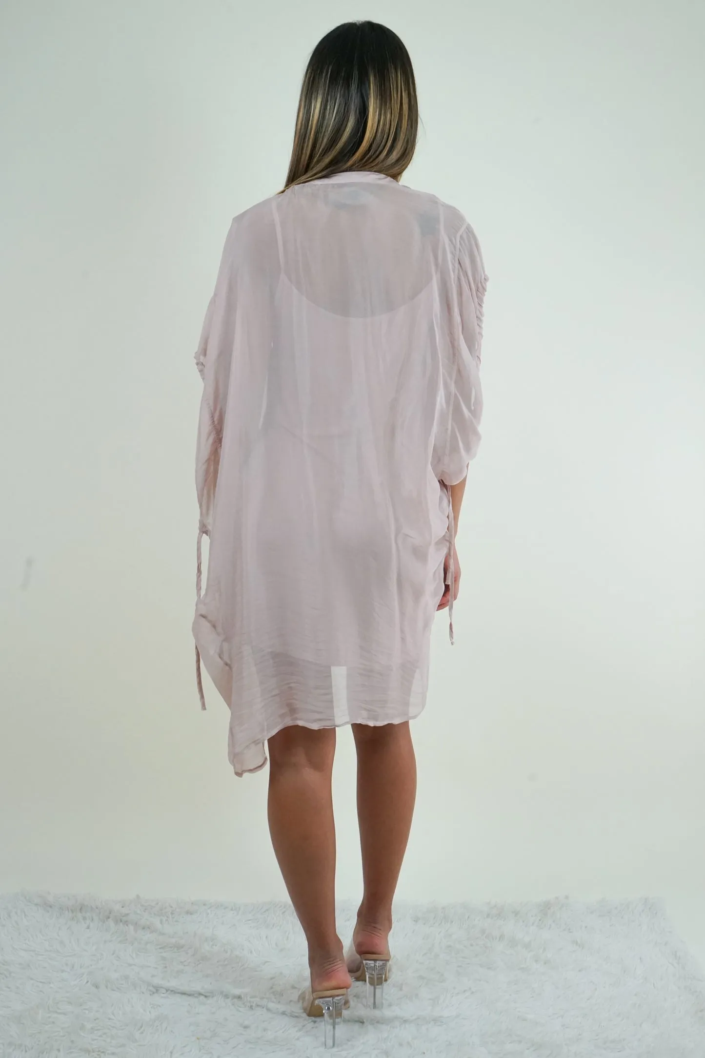 Pink Silk Shirt Dress