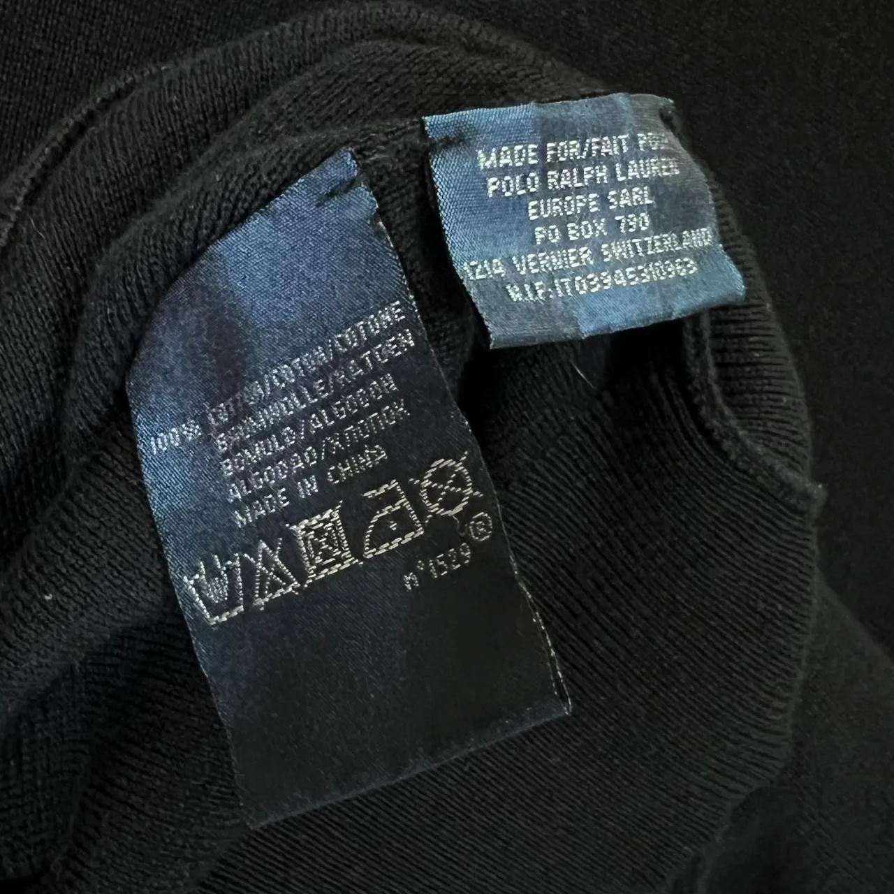 POLO RALPH LAUREN Classic Embroidered Mini Logo V-Neck Black Knit Sweater Jumper
