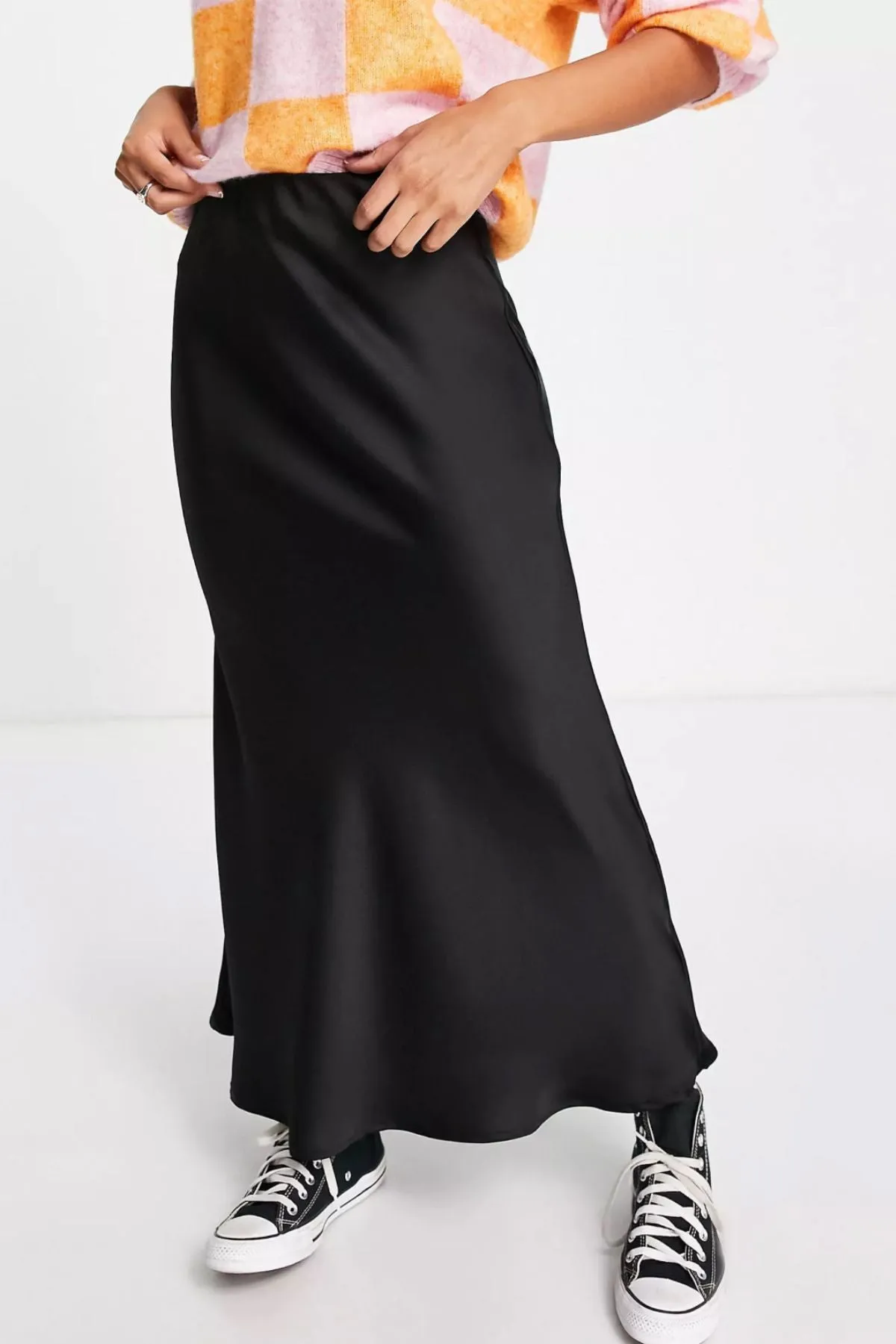 PRESLEY Satin Mermaid Maxi Skirt (Black)