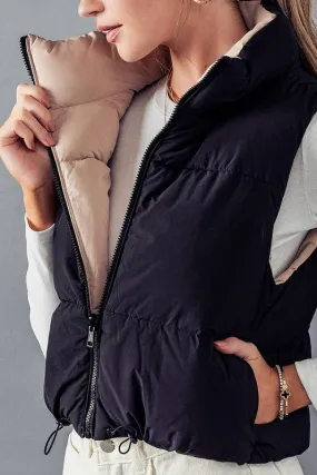 Reversible Cropped Puff Vest